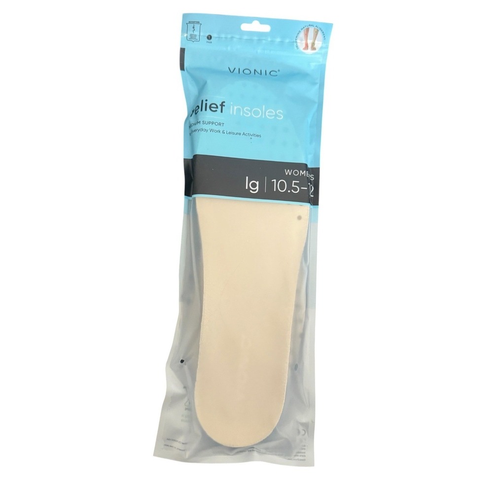 Vionic Womens Tan Relief Insoles Medium Support Orthotic Inserts 10.5-12 NEW